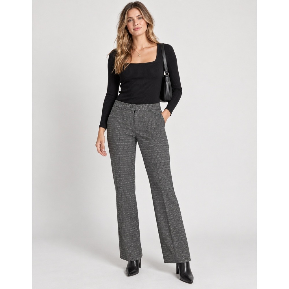 Express Editor Dress Pants Womens 10 Black White Micro Check Trousers